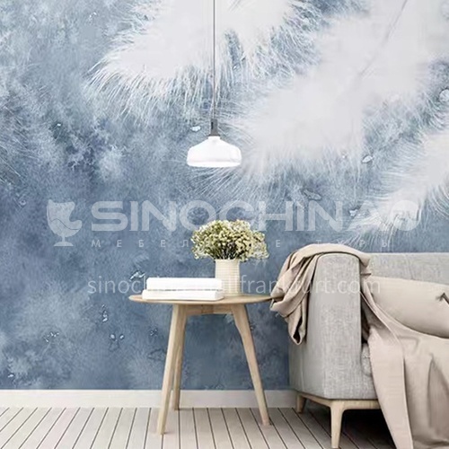 Light luxury style feather pattern background wall wallpaper modern bedroom theme mural BF-YM2